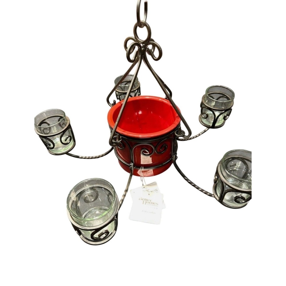 Better Homes Gardens Hanging Candle Holder Set 7 Pc Metal Glass Red‎ Traditional